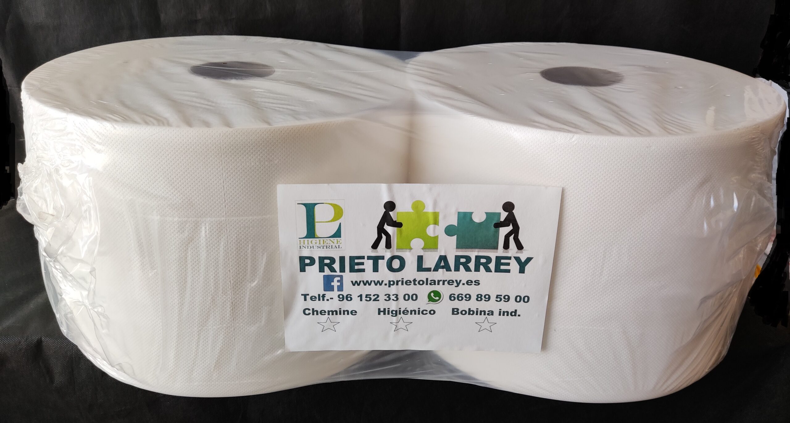 Rollo papel industrial celulosa pura 2 capas Fardo 2 unidades - Prieto  Larrey